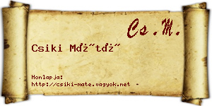 Csiki Máté névjegykártya